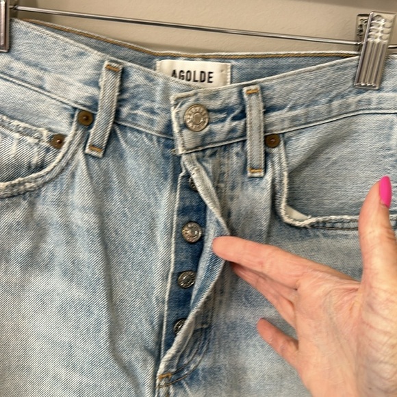 Agolde Riley High Rise Straight Crop in Blitz Button Fly Light Wash Sz 24 - Picture 6 of 16